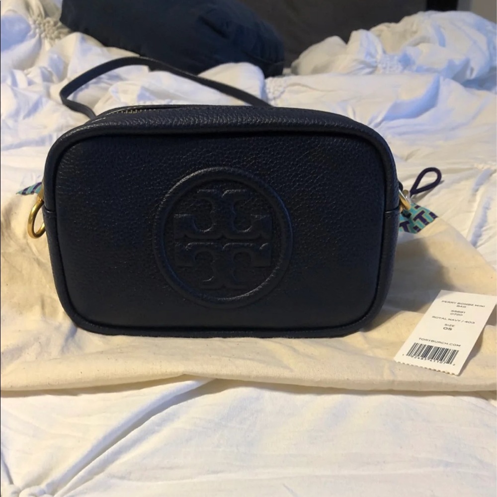Tory Burch Perry Bombe mini bag in navy